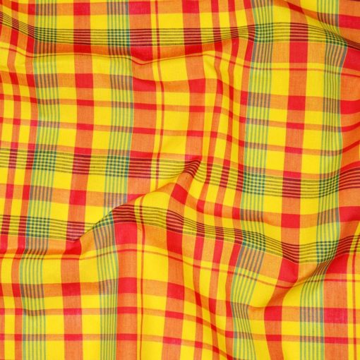 Tissu Madras Coton Jaune-Rouge-Vert