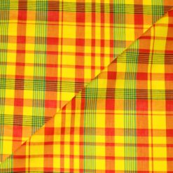 Tissu Madras 100% Coton Jaune-Rouge-Vert