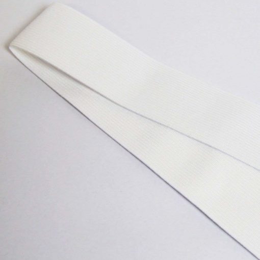 Ruban élastique Blanc côtelé, Largeur 40mm