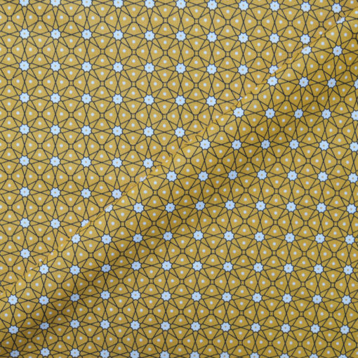Tissu coton imprimé star jaune