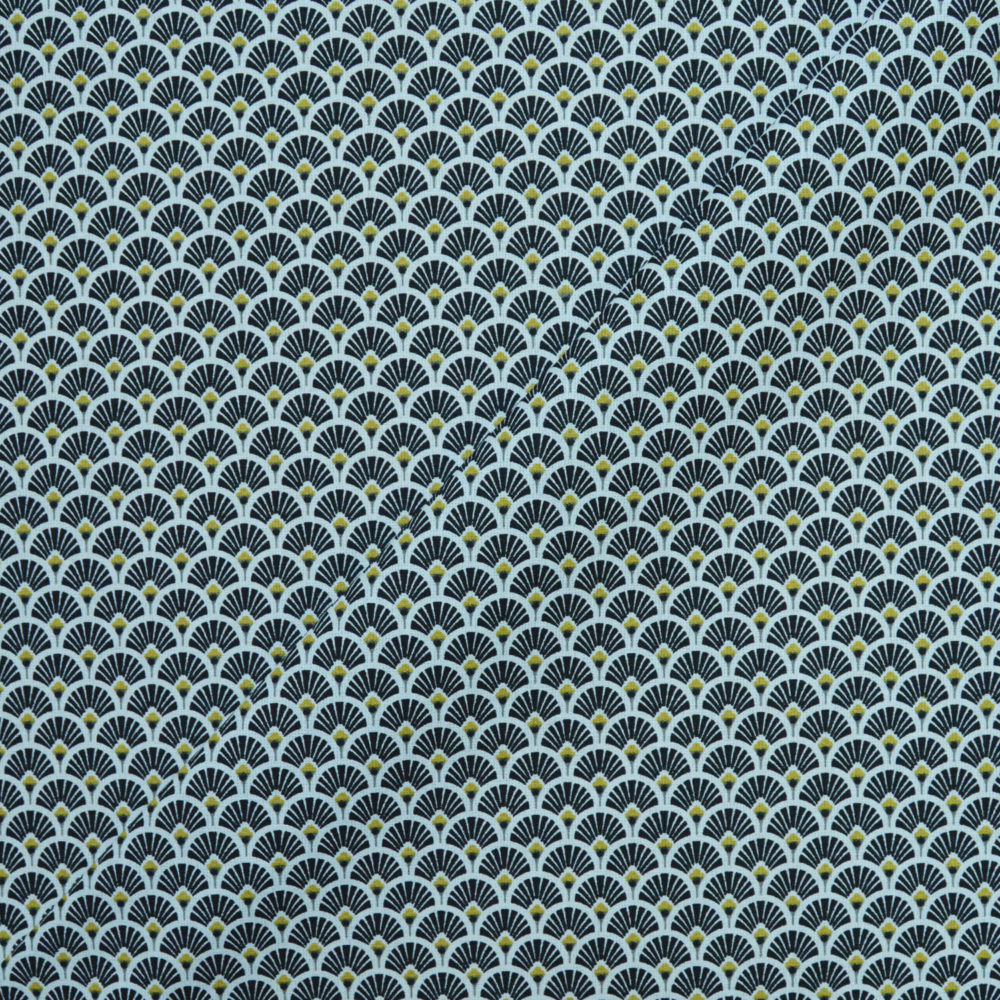 Tissu coton imprimé éventails black