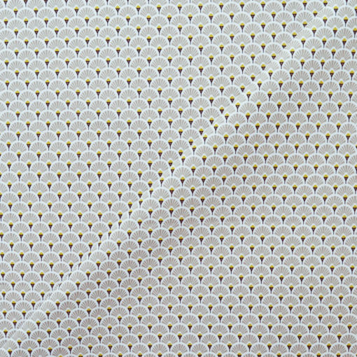 Tissu coton imprimé éventails beiges