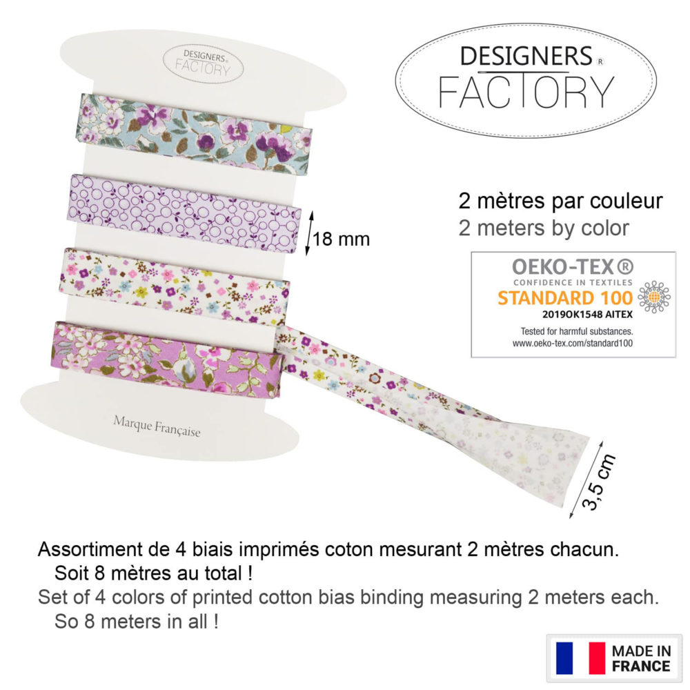 biais de couture en coton imprimé