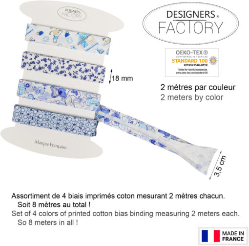 Lot biais coton imprimé